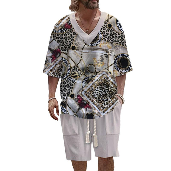 MEN'S ART CASUAL PRINTED SHORT SLEEVE SUIT 81847822YM