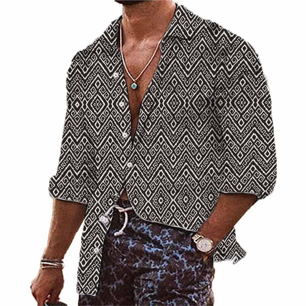 Men's Greek Printed Long Sleeve Shirt 04867609YY