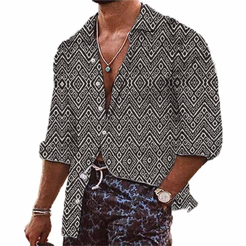 Men's Greek Printed Long Sleeve Shirt 04867609YY