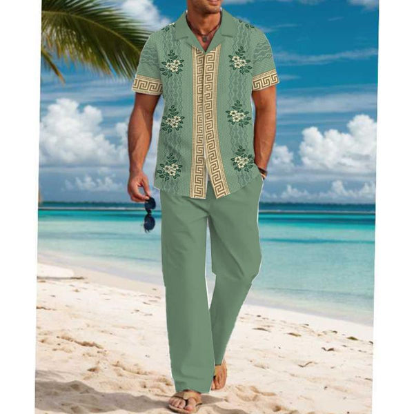 Men's Casual Printed Short Sleeve Shirt Set 05202300YY