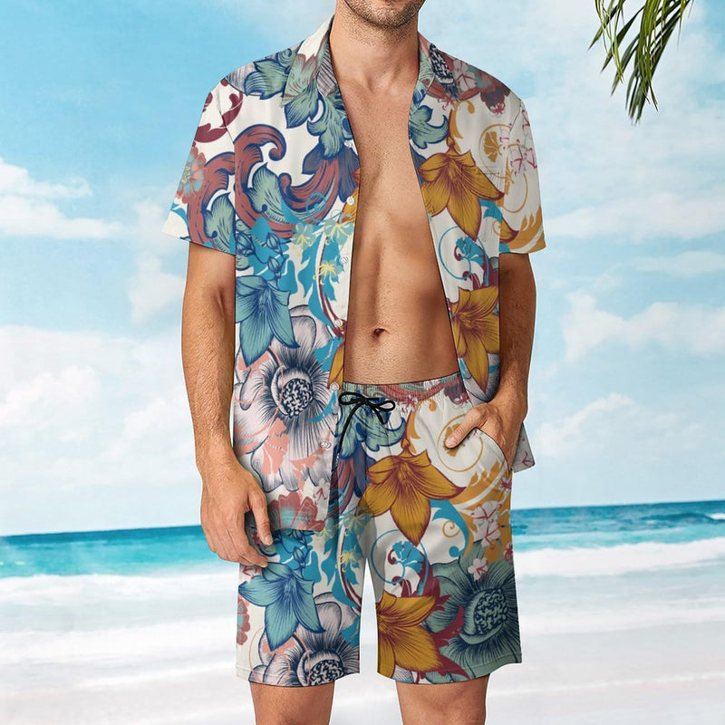 Men's Hawaii Printed Short Sleeve Shirt Shorts Sets 45648498YY