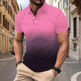 Men's Casual and Business Color Gradient Button Polo Shirt 79055857YY