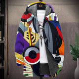 Men's Printed Hooded Two-Pocket Plush Thickened Long-Sleeved Cardigan Jacket 07446405YY