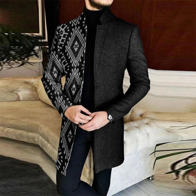 Men's Woolen Printed Mid-length Coat 49723227YM