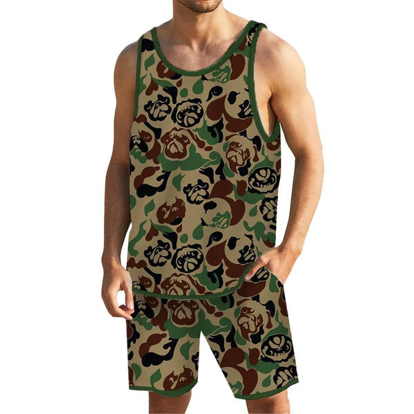 Men's Camouflage Printed Tank Hawaiian Beach Shorts Sets 39644726YY