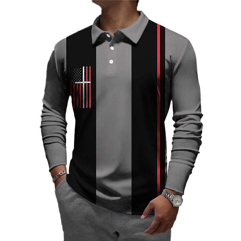 Men's Printed Long-sleeved POLO Shirt 73746931YM