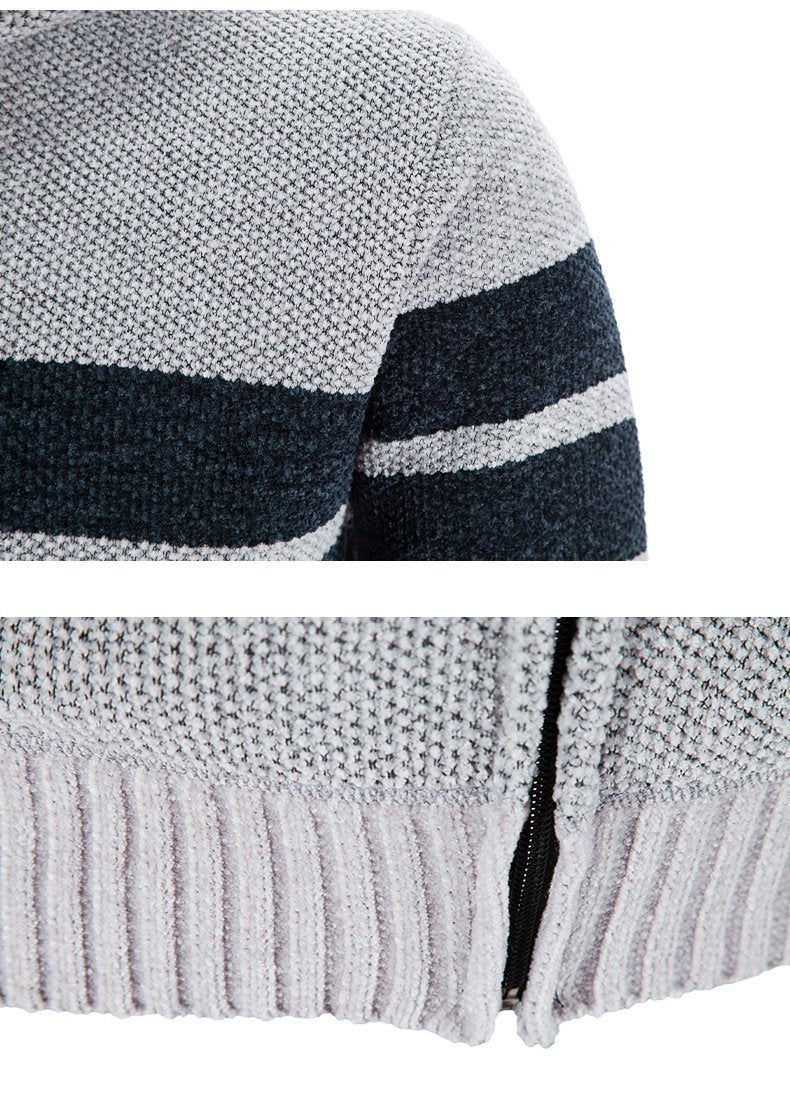 Men's Fleece Thick Color Block Sweater Knitwear 94439243YM