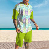 Men's Geometry Printed Shorts Short-Sleeved T-Shirt Casual Sets 30667656YY