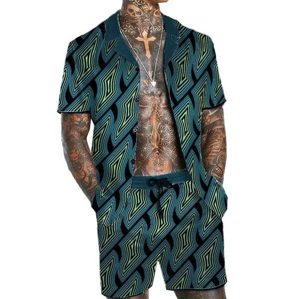 Men's Old-Money Hawaiian Short Sleeve Shirt Set 30654456YY