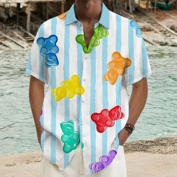 Men's Gummy Bear Printed Short-Sleeved Shirt 34126148YY