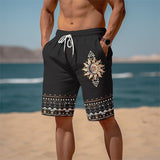 Men's Draw Rope Elastic Waist 3D Printed Casual Beach Shorts 57700246YY