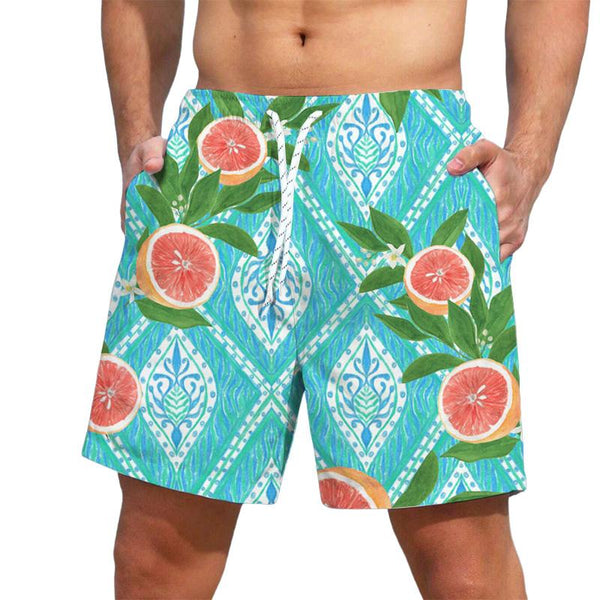 Men's Hawaiian Fruit Printed Vacation Beach Shorts 29637493YY