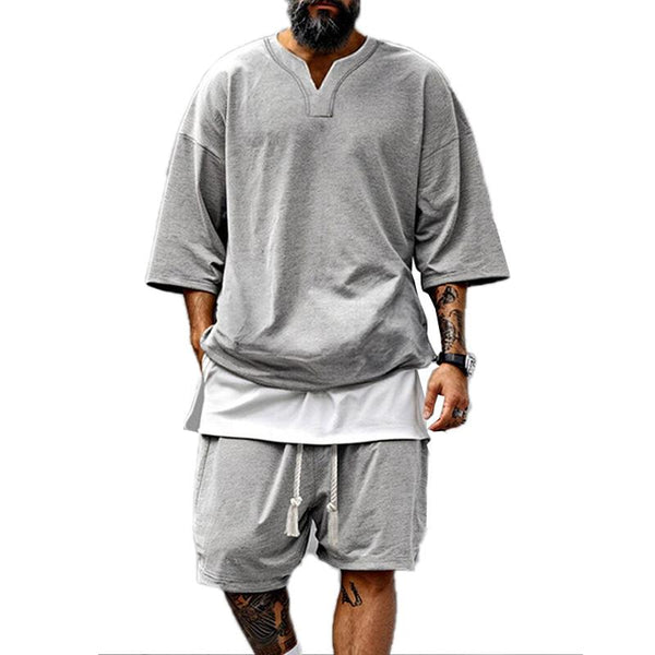 Men's Fake Two-Piece T-shirt Shorts Set 59711228YY