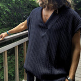 Men's Casual V-neck Loose Jacquard Sweater Sleeveless Vest 12597038L