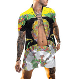 Men's Hawaiian Print Casual Shirt Set 87200492YM