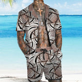 Men's Old-Money Hawaiian Short Sleeve Shirt Set 78393960YY