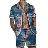 Men's Vintage Hawaiian Short Sleeve Shirt Set 07623898YM