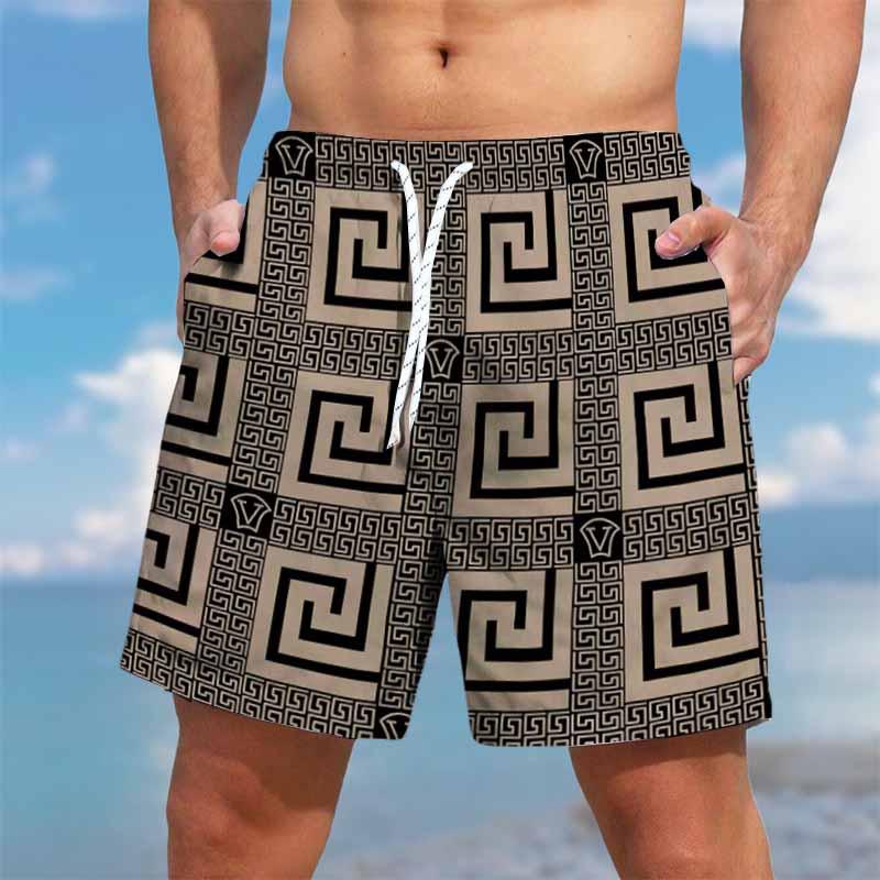 Men's Retro Old-money Printed Beach Shorts 05414531YY