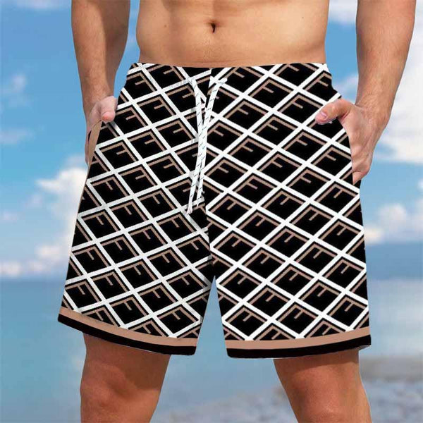 Men's Retro Monogram Printed Beach Shorts 01584477YY