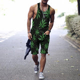 Men's Tropical Plant Printed Tank Shorts Sets 33127469YY