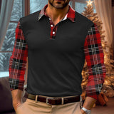 Men's Plaid Long Sleeve Polo Shirt 68565330YM