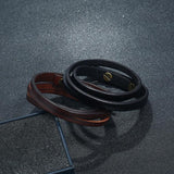Men's Retro Simple Two-circle Cowhide Bracelet 69564420YM