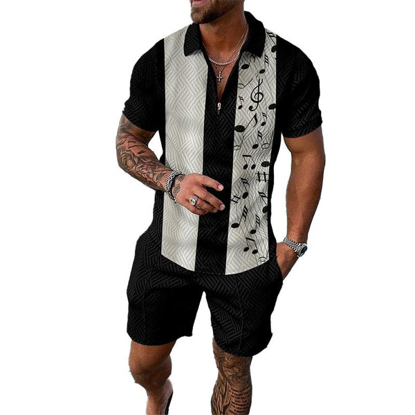 Men's Printed Short Sleeve POLO Suit 29728590YM