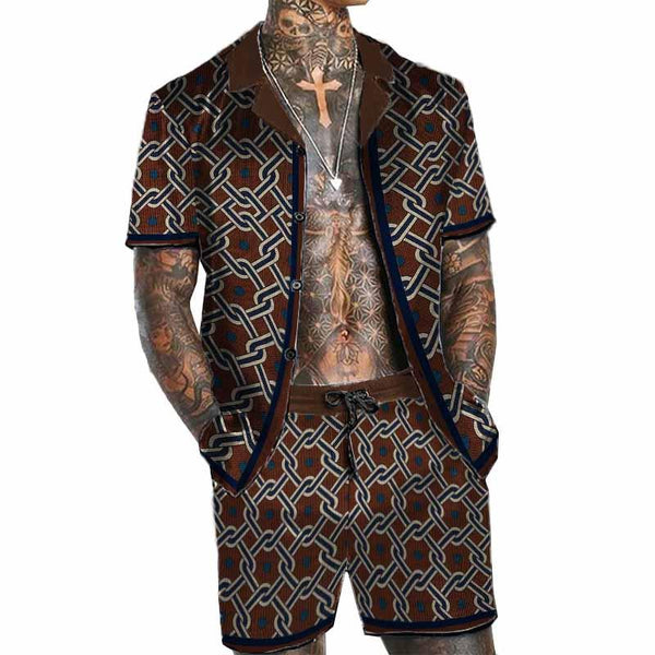 Men's Old-Money Hawaiian Short Sleeve Shirt Set 84745124YY