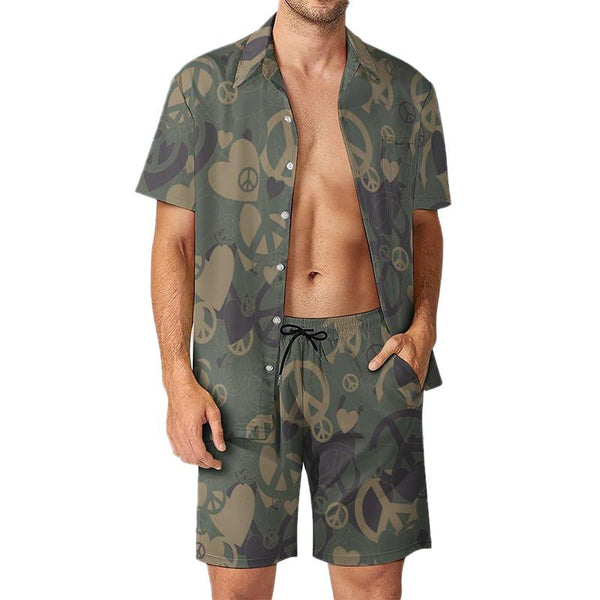 Men's Hawaii Printed Short Sleeve Shirt Shorts Sets 65215151YY