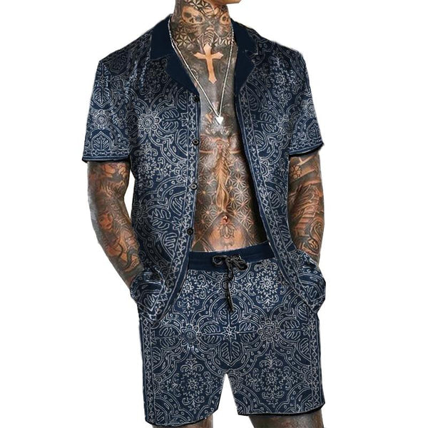 Men's Old-Money Hawaiian Short Sleeve Shirt Set 64502779YY