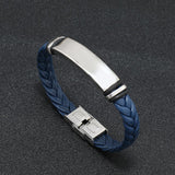 Men's Casual Leather Braided Titanium Steel Leather Bracelet 62134799YM