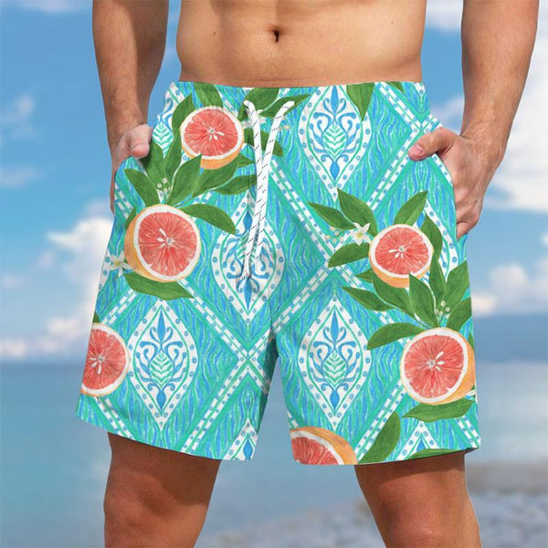 Men's Hawaiian Fruit Printed Vacation Beach Shorts 29637493YY