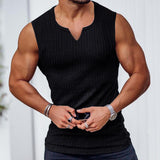 Men's Stripes Fitness Sports Slim-Fit V-Neck Vest 77785035YY