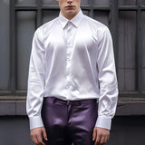 Men's Satin Solid Color Long Sleeve Shirt 07531756YM