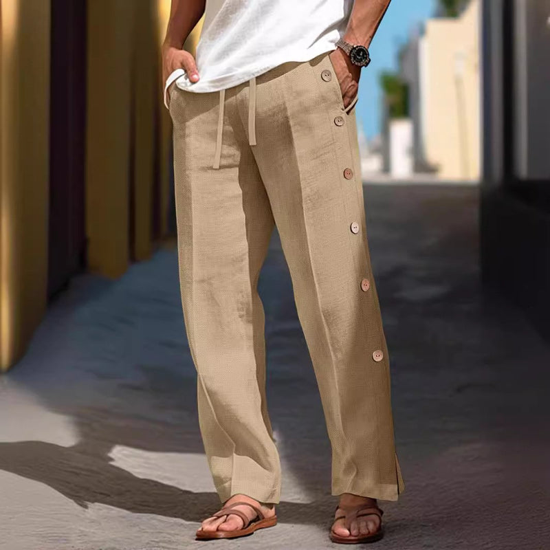 Men's Breasted Button Breathable Loose Beach Pants 32880358YY