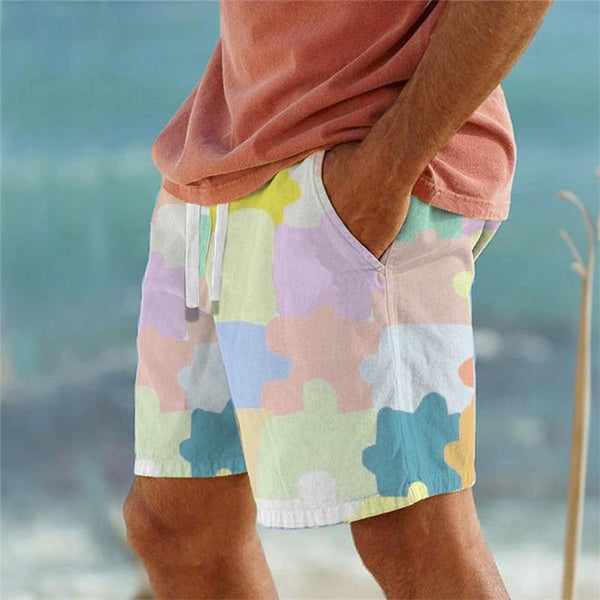 Men's Beach Print Breathable Shorts 33105993YM