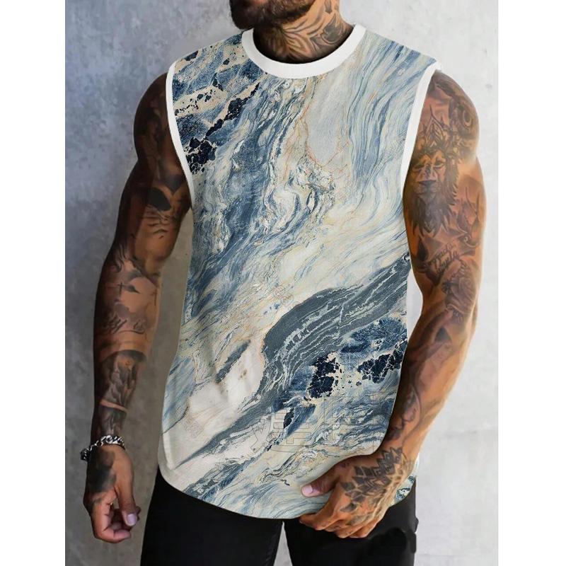 Men's Spring/Summer Printed Regular Fit Crew Neck Vest 68711562YM