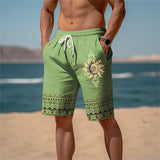 Men's Draw Rope Elastic Waist 3D Printed Casual Beach Shorts 57700246YY