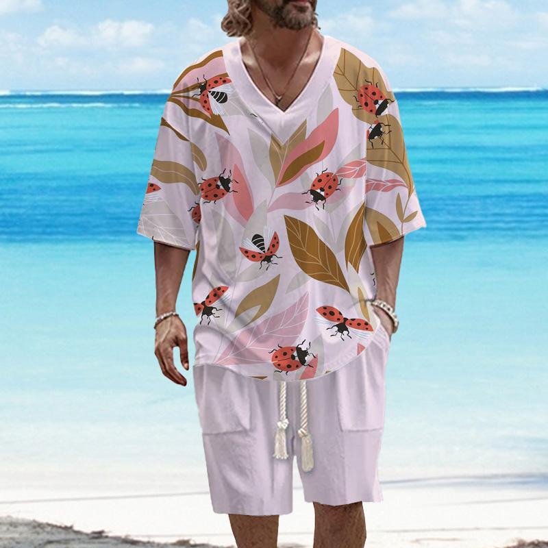 MEN'S ART CASUAL PRINTED SHORT SLEEVE SUIT 64947189YM