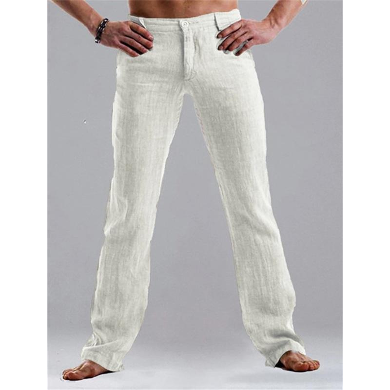 Men's Linen Straight Casual Trousers 66894580YM