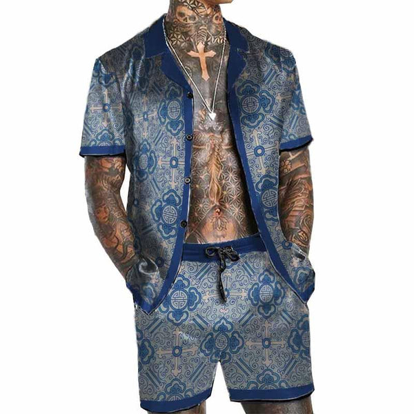 Men's Old-Money Hawaiian Short Sleeve Shirt Set 79650719YY