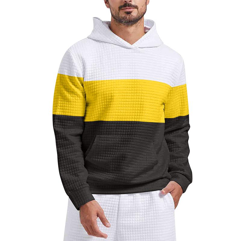 Men's Color Block Hooded Pullover Sweatshirt 85625670YM