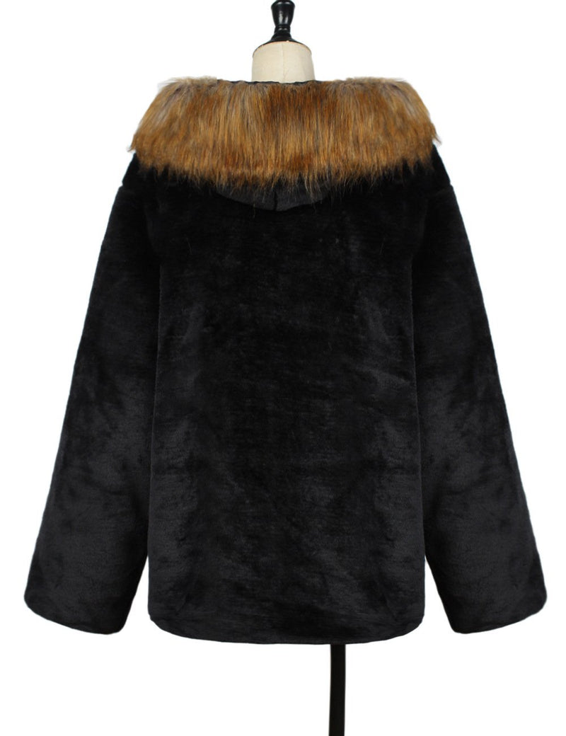 Men's Faux Fur Faux Fur Hooded Jacket 64440738YM