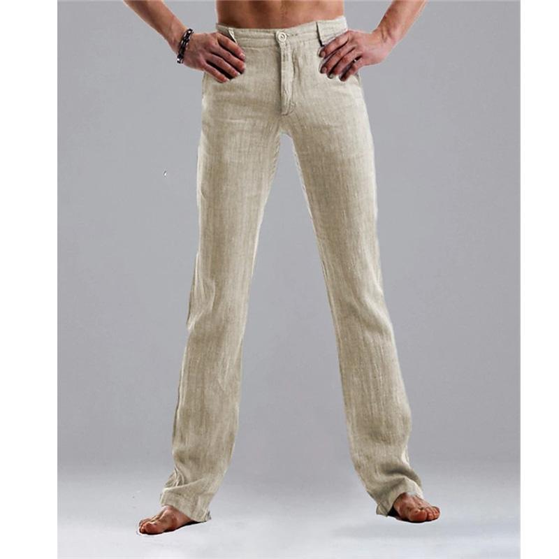 Men's Linen Straight Casual Trousers 66894580YM