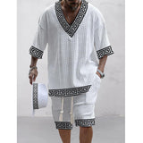Men's Printed Short Sleeve Shorts Textured Set 16600483L