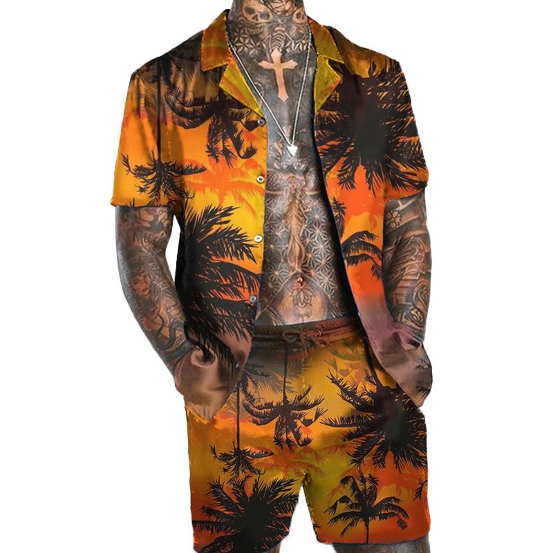 Men's Coconut Tree Print Casual Set 00456356L