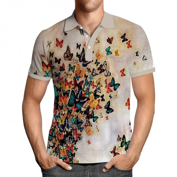 Men's Polo Shirt Printed Short Sleeve Lapel T-Shirt 45756893L