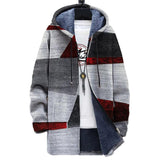 Men's Printed Hooded Two-Pocket Plush Thickened Long-Sleeved Cardigan Jacket 95542390L