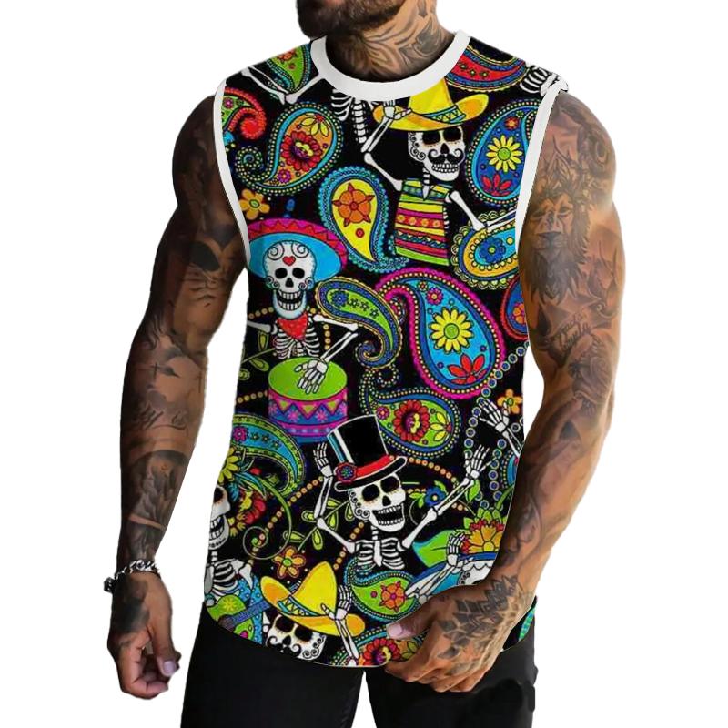 Men's Skull Music Printed Casual Tank 33874577L