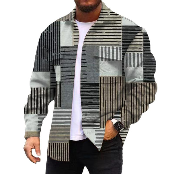 Men's Corduroy Print Long Sleeve Jacket 25018686L